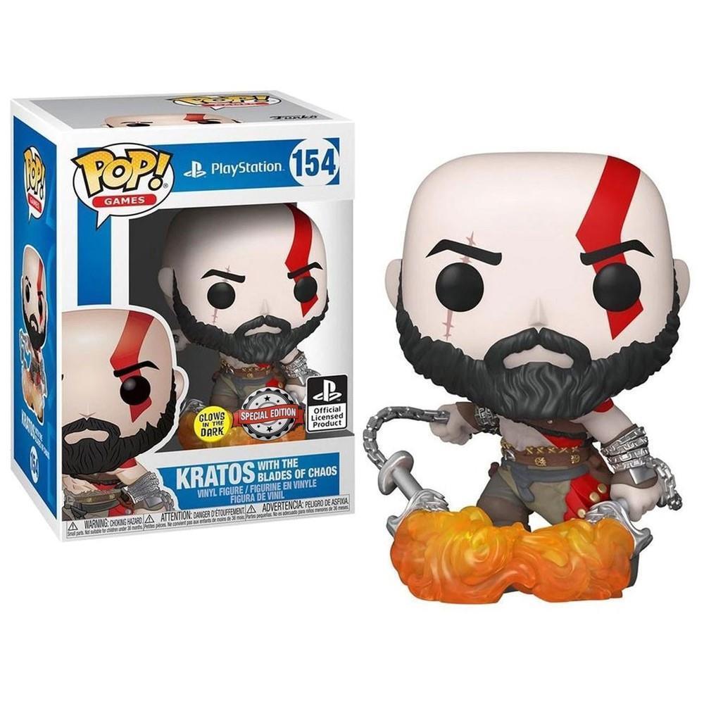 Funko Pop Games - Playstation God Of War Kratos With Blade Of Chaos 154 (Glow) (Special Edition)